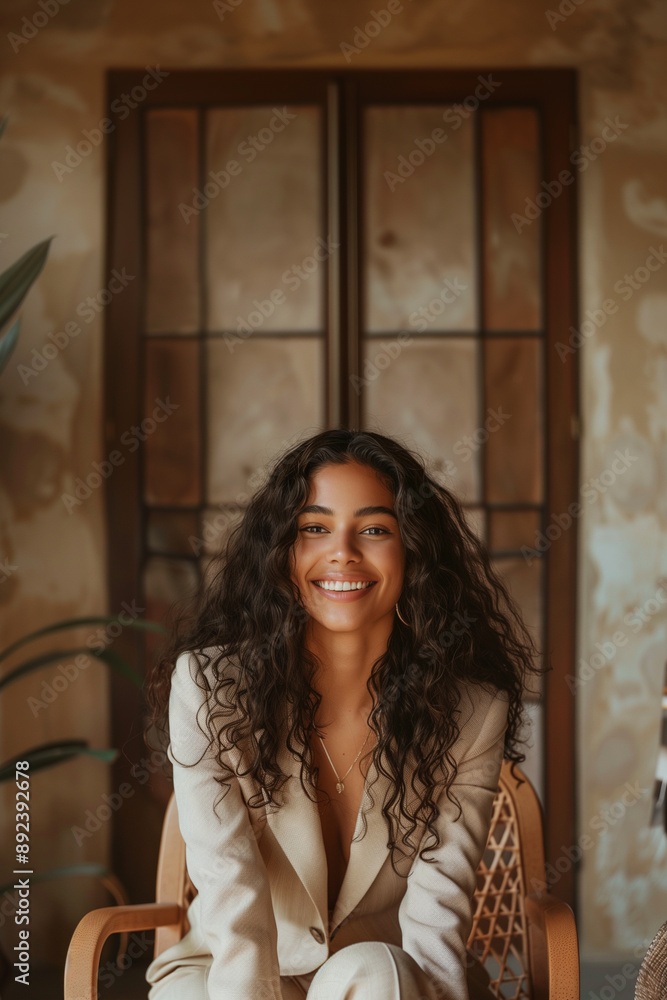 Fototapeta premium Portrait of a beautiful young woman for design, branding, social networks, media. AI generated