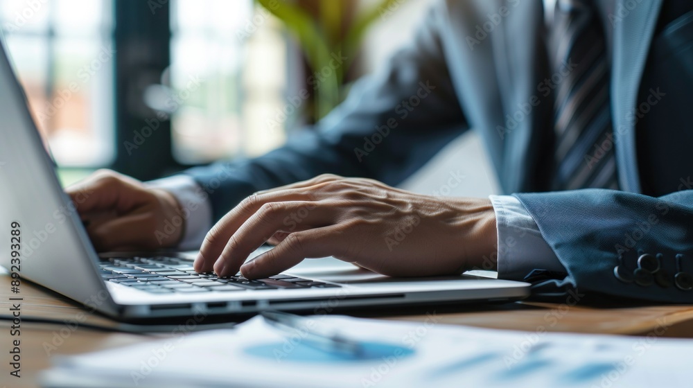 Businessman Typing on Laptop Businessman Typing on Laptop
