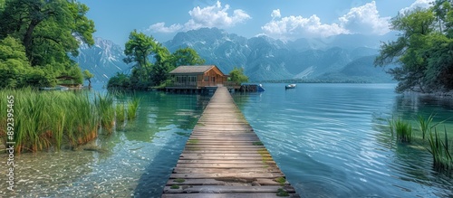 Serene Lakefront Cabin with Wooden Pathway