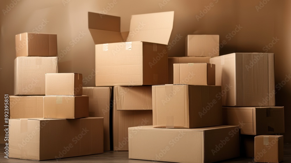 Stack of Cardboard Boxes in a Room Stack of Cardboard Boxes in a Room