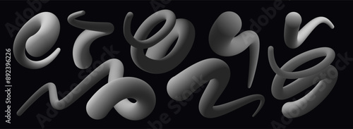 Wavy curly shape with colorful gradient. Modern 3d figure. Vector illustration.
