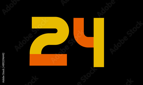 24 Orange Logo Number Half Yellow Simple