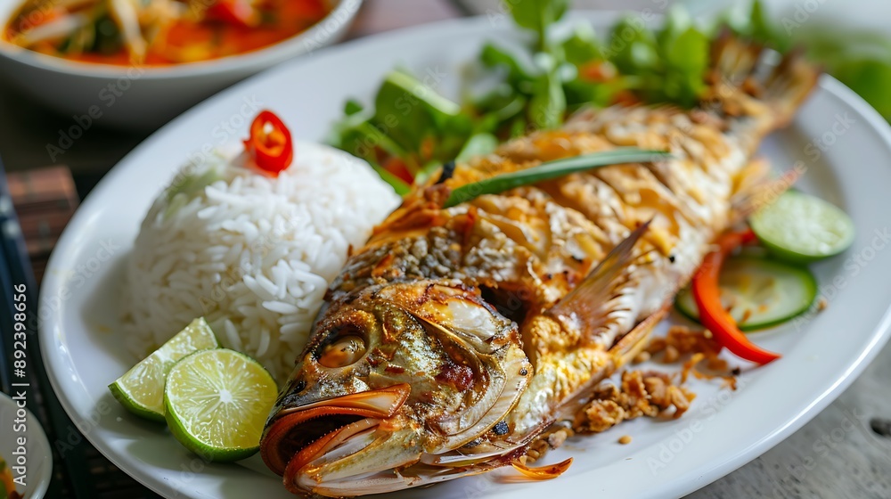 Crunchy fish served with rice fried to perfection Crunchy fish served with rice fried to perfection