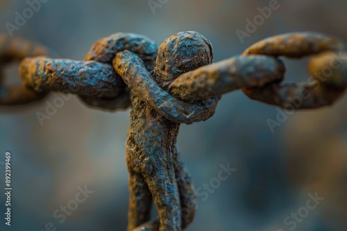 Hugging figures forming links in a strong chain, with copy space