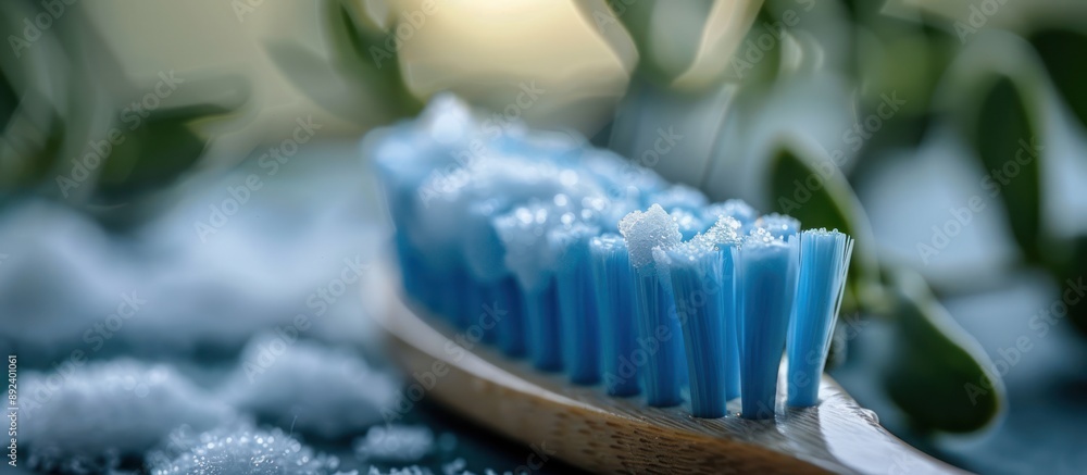 Close-up of a Blue Toothbrush with Toothpaste Close-up of a Blue Toothbrush with Toothpaste