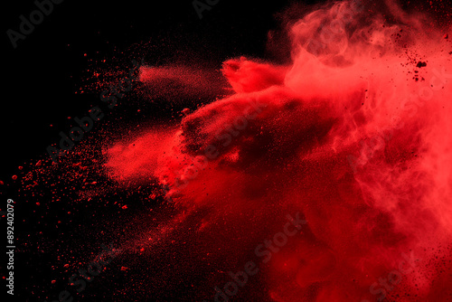 abstract red powder splash on black background