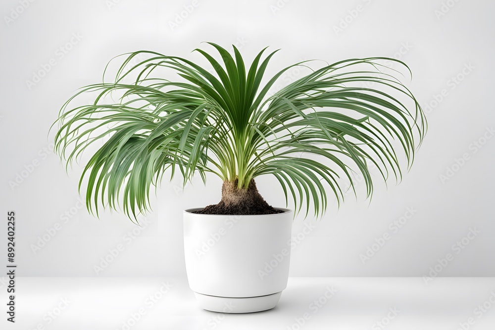 Pony tail palm plant in pot plain background, AI Generated Pony tail palm plant in pot plain background, AI Generated