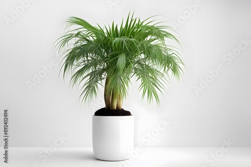 Pony tail palm plant in pot plain background, AI Generated photo