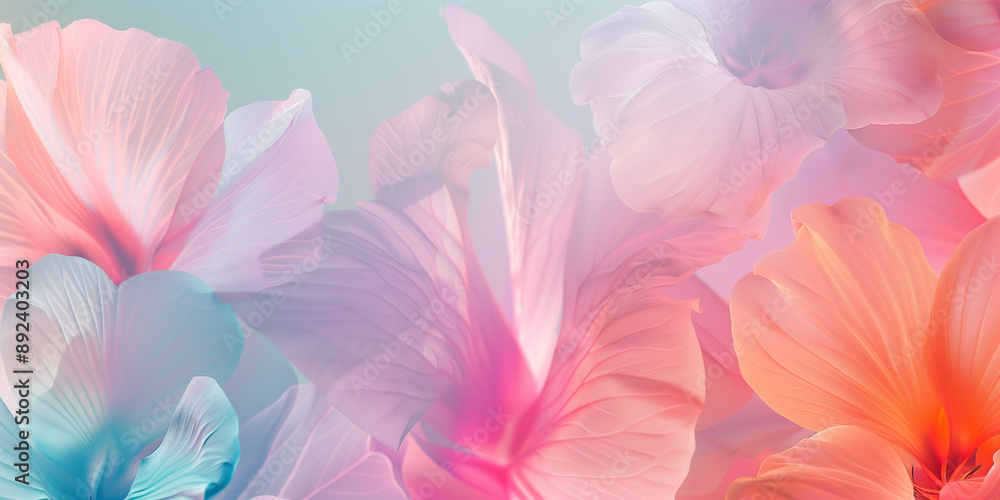 Abstract Flowers in Subtle Multicolored Shapes Abstract Flowers in Subtle Multicolored Shapes