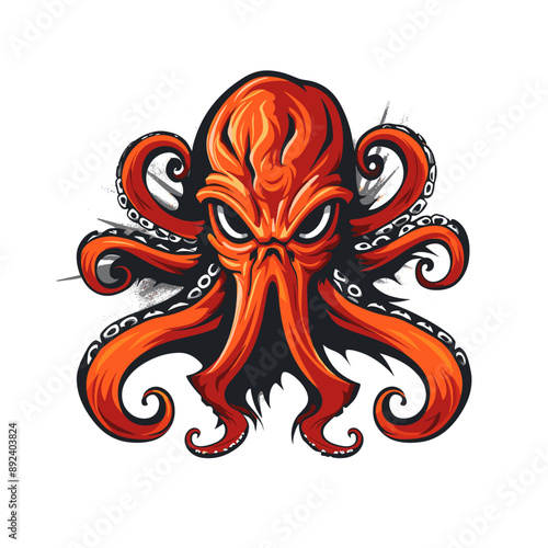 Octopus vector mascot logo design with modern illustration concept style for badge, emblem and tshirt printing. Octopus illustration for sport and esport team logotype. Kraken sticker