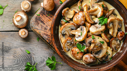 Wallpaper Mural Colorful variety of fresh mushrooms in a creamy mushroom soup Torontodigital.ca