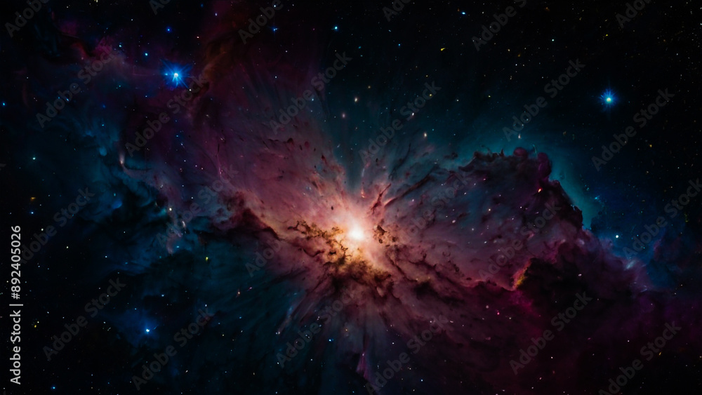 A concept of nebula with galaxies in deep space cosmos. Discovery outer space and stars in universe. AI Generated A concept of nebula with galaxies in deep space cosmos. Discovery outer space and stars in universe. AI Generated