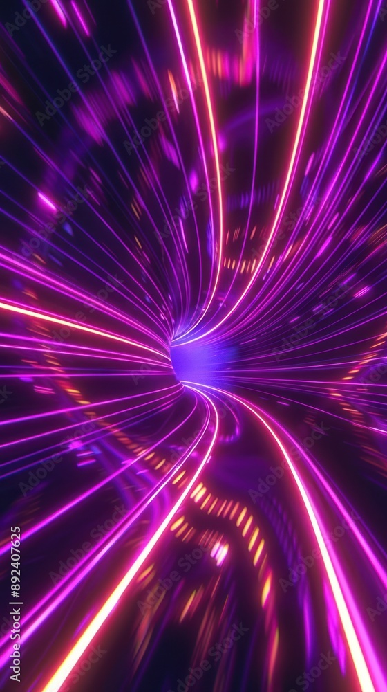 Neon light tunnel with pink glow. Pink and purple neon tunnel background. Neon light tunnel with pink glow. Pink and purple neon tunnel background.