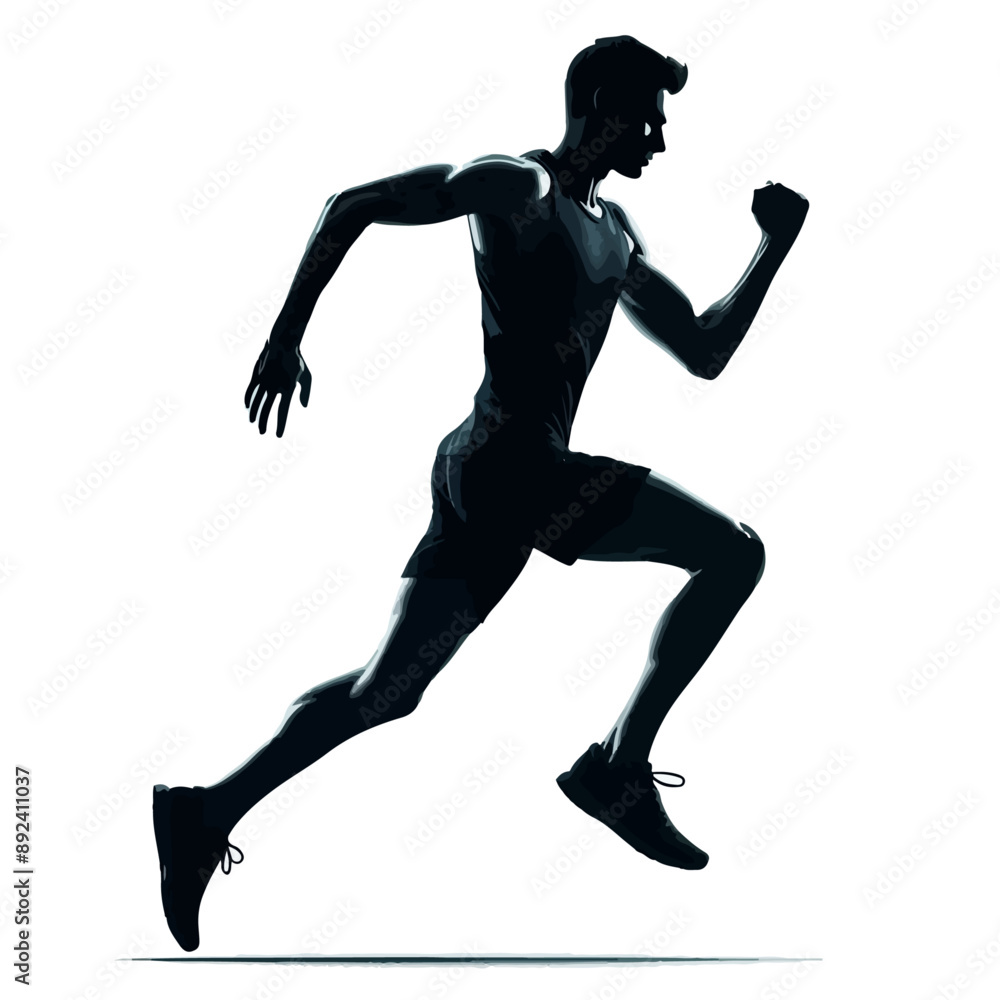 silhouette of a person running, silhouette of running man. silhouette of a person running, silhouette of running man.