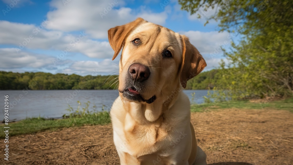 Friendly Labrador Retriever Dog: Close-Up of a Loyal Companion Friendly Labrador Retriever Dog: Close-Up of a Loyal Companion