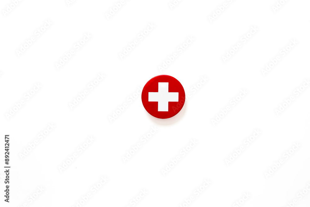 Red Circle With White Cross on White Background Red Circle With White Cross on White Background