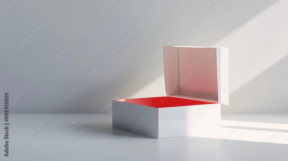 Fototapeta premium Open White Box with Red Interior