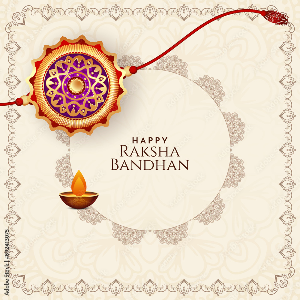 Naklejka premium Happy Raksha Bandhan Indian cultural festival greeting card