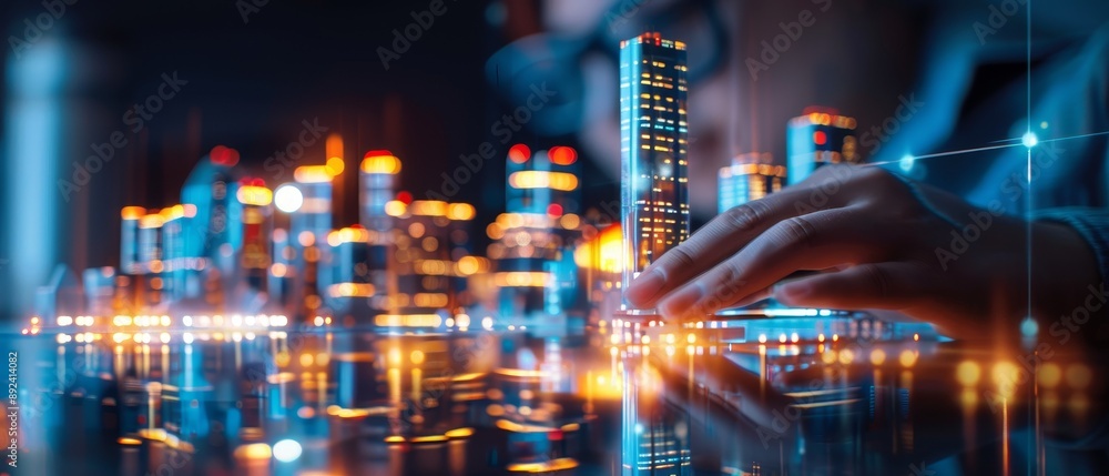 Fototapeta premium Business Growth Models, augmented reality expansion tools, advanced corporate environment