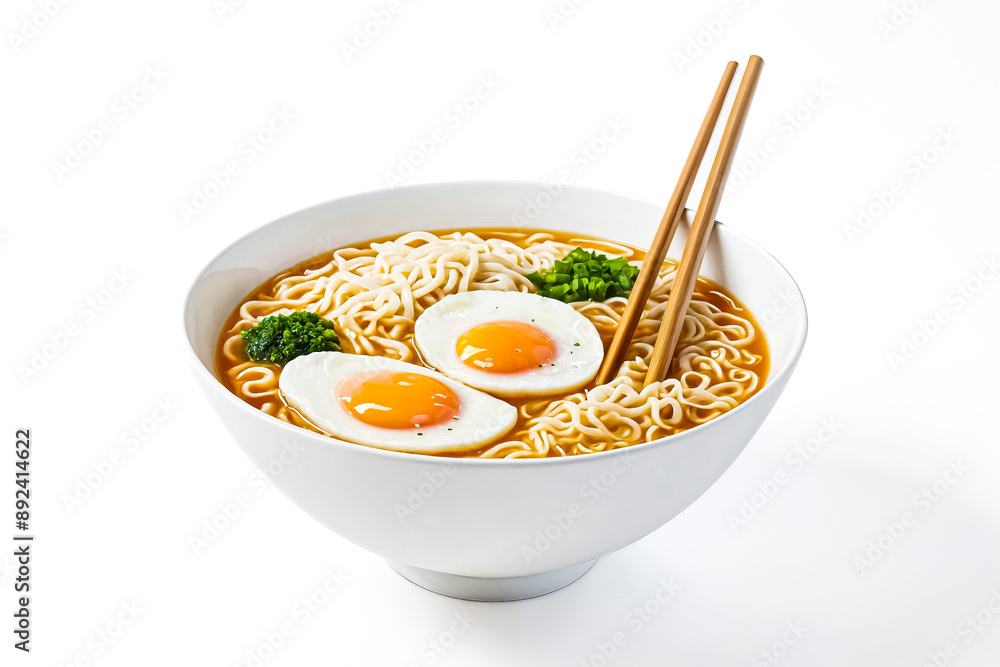 Ramen with Two Fried Eggs and Chopped Green Onions Ramen with Two Fried Eggs and Chopped Green Onions