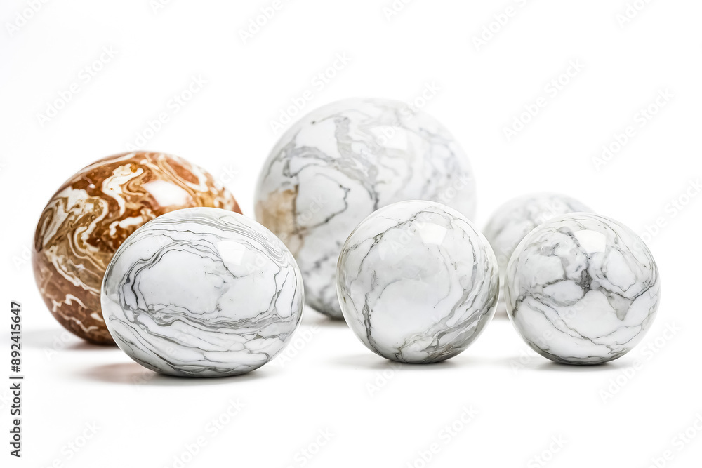 Marbled spheres isolated on white background Marbled spheres isolated on white background