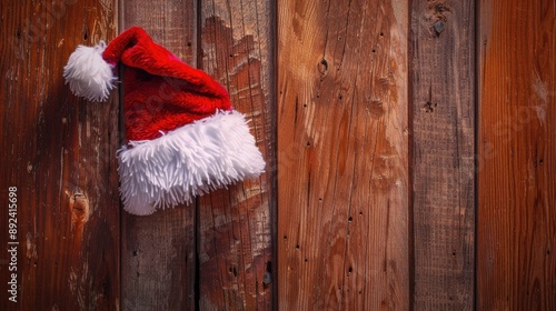 Santa Claus Hat on a Wood Door