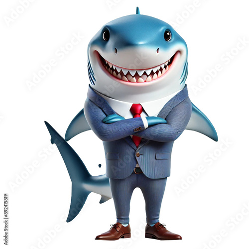 3d smiling business shark