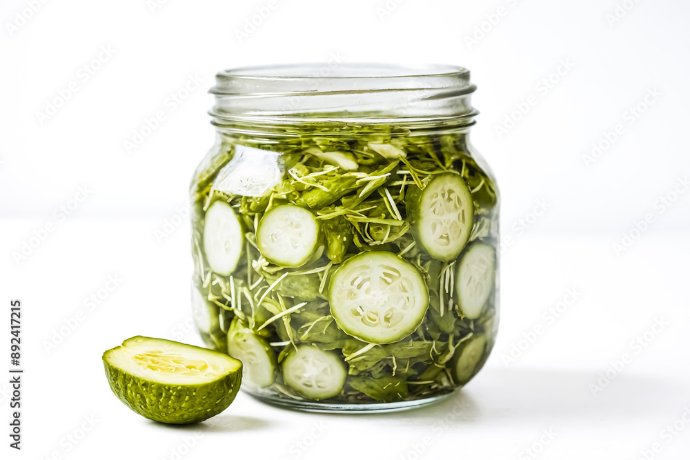 Pickled Cucumber Slices In A Glass Jar Pickled Cucumber Slices In A Glass Jar