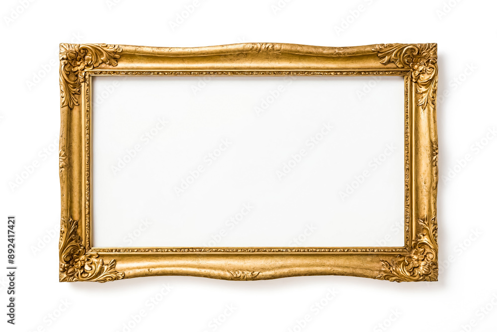 Ornate Gold Picture Frame Isolated on White Ornate Gold Picture Frame Isolated on White
