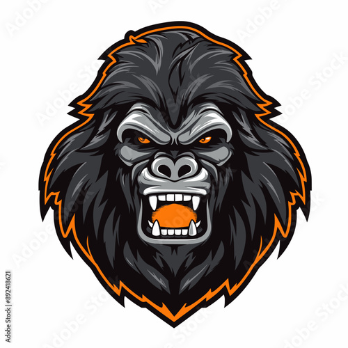 Gorilla vector mascot logo design with modern illustration concept style for badge, emblem and tshirt printing. Monkey illustration for sport and esport team logotype. Gorilla sticker