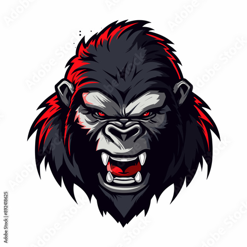 Gorilla vector mascot logo design with modern illustration concept style for badge, emblem and tshirt printing. Monkey illustration for sport and esport team logotype. Gorilla sticker