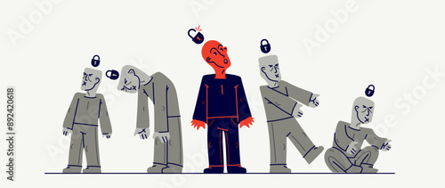 Matrix mind control and totalitarian society and state and one person has freed from control, psychological and social cultural matrix and liberation and nonconformist.