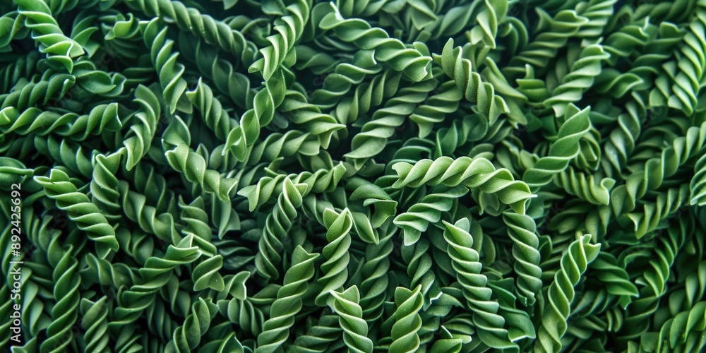 A close-up shot of a bunch of green pasta A close-up shot of a bunch of green pasta
