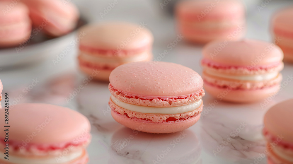 Freshly baked macarons with a perfect foot and smooth top Freshly baked macarons with a perfect foot and smooth top