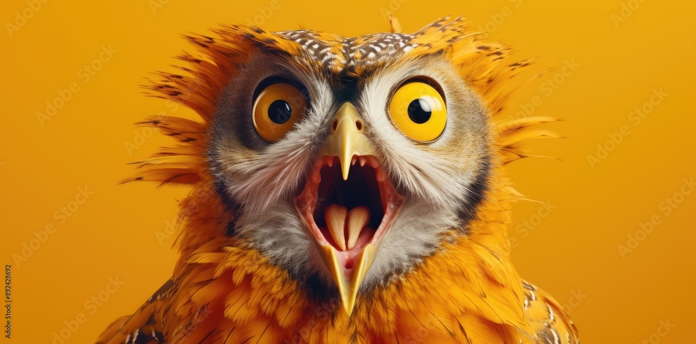 Orange owl with a loud screech. Orange owl with a loud screech.