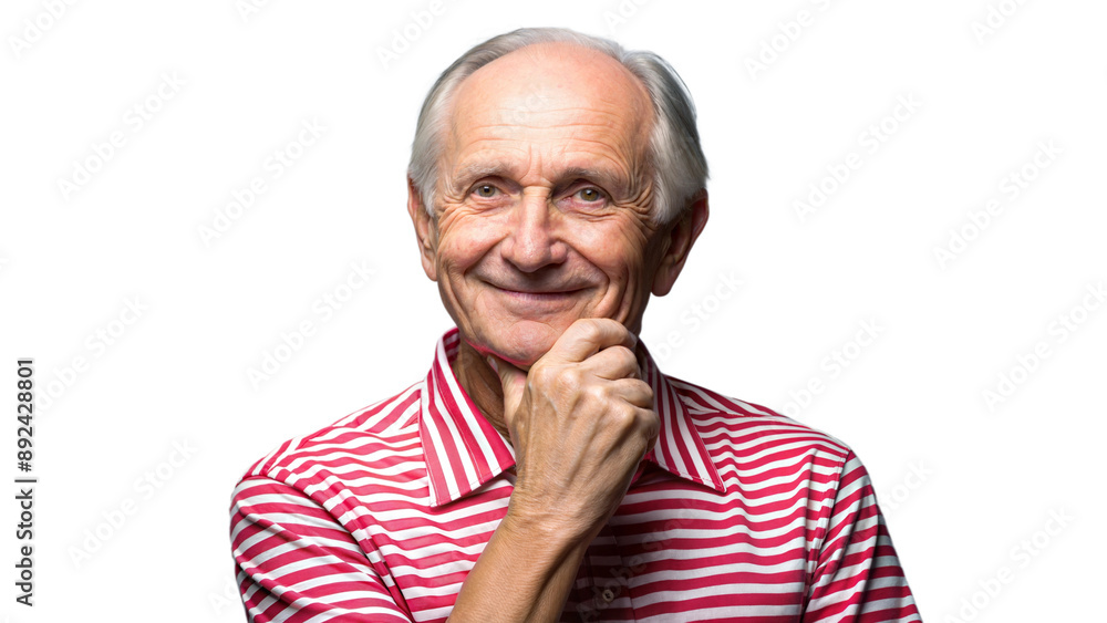 Portrait of a Smiling Senior Man Wearing a Striped Shirt Portrait of a Smiling Senior Man Wearing a Striped Shirt