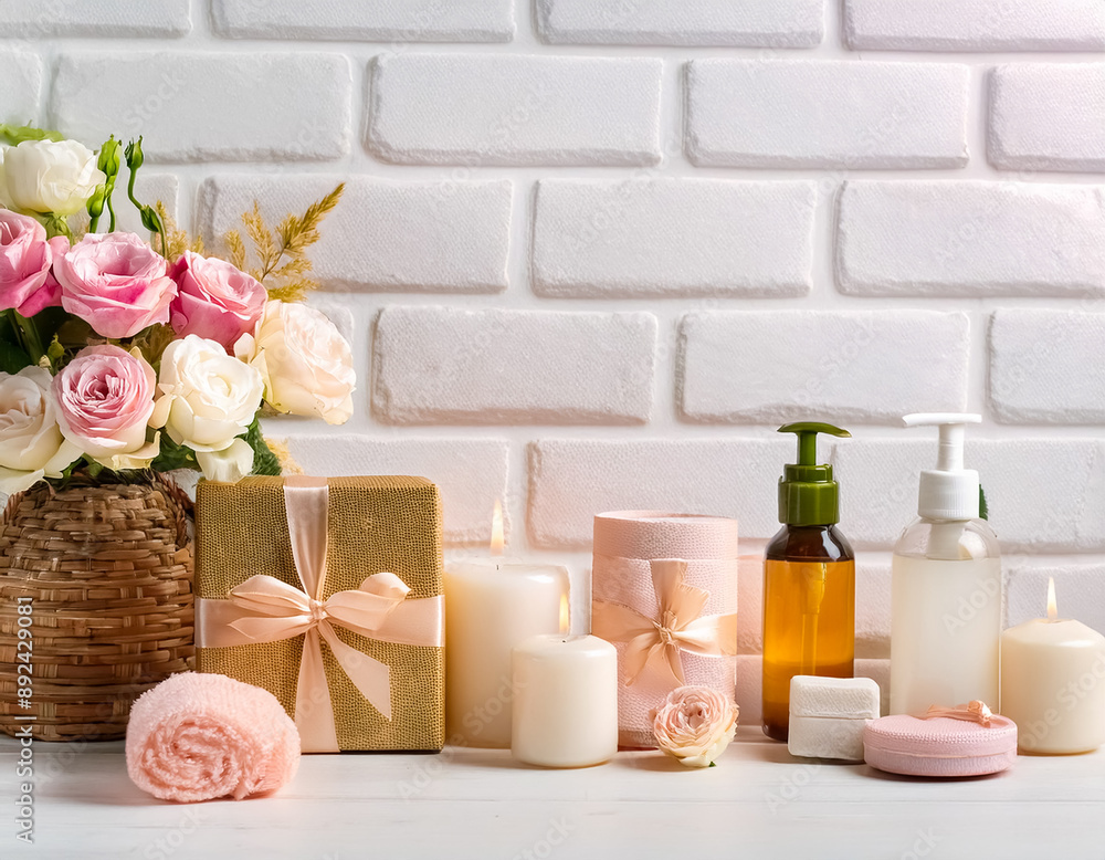 Pamper Her with Valentine's and Women's Day Spa Accessories and Flowers in Gift Box Pamper Her with Valentine's and Women's Day Spa Accessories and Flowers in Gift Box