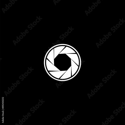 Simple Camera Lens icon isolated on dark background