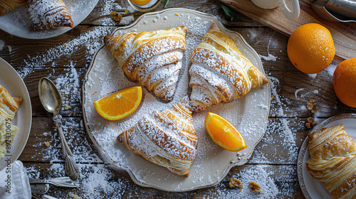 Freshly baked sfogliatelle with orange-scented ricotta filling photo