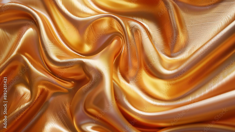 Golden Silk Fabric Draped Close Up. Golden Silk Fabric Draped Close Up.