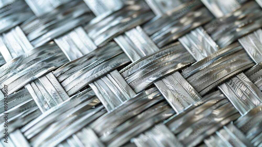 Close-up of interwoven metal strips with a textured surface Close-up of interwoven metal strips with a textured surface