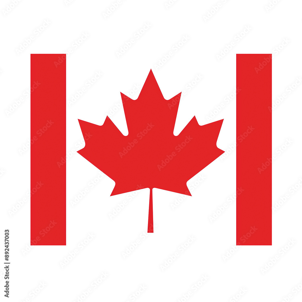 Canadian Flag With Red Maple Leaf on White Background Canadian Flag With Red Maple Leaf on White Background