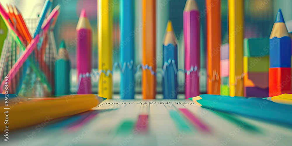 Obraz premium Graphic Narrative of Profits: An investment graph rising steeply, surrounded by pencils and a ruler