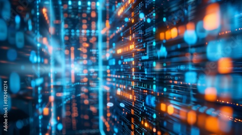 Wallpaper Mural Abstract Digital Network with Data Flow Torontodigital.ca