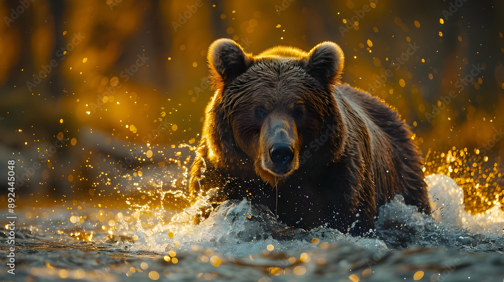 close-up of a Brown Bear emerging from the water close-up of a Brown Bear emerging from the water