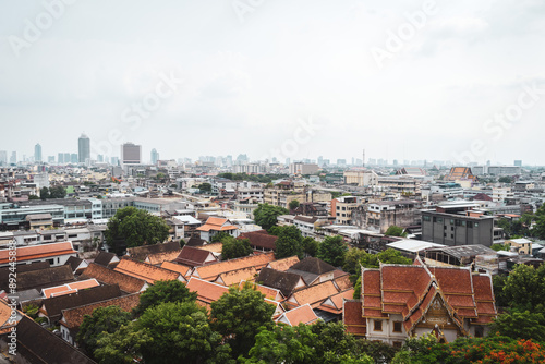 panoramic view over bangkok from the wat saket temple