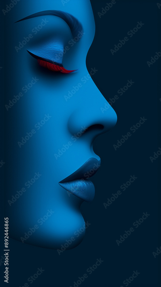 Stylized Blue Profile of a Woman Stylized Blue Profile of a Woman