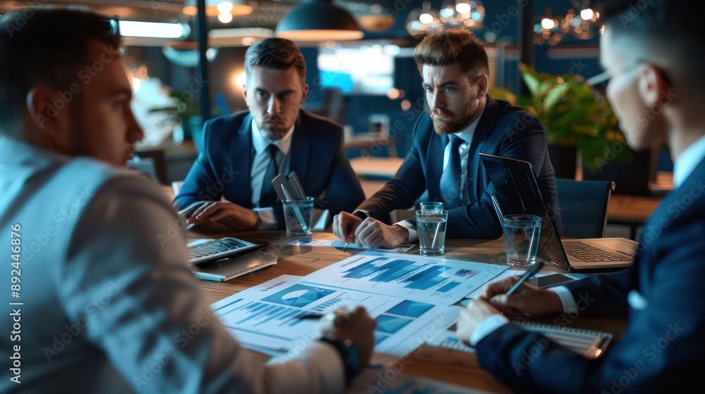 group of top-level executives engaged in a strategy meeting, reviewing key performance indicators and setting goals for the next year group of top-level executives engaged in a strategy meeting, reviewing key performance indicators and setting goals for the next year