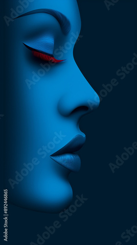 Stylized Blue Profile of a Woman