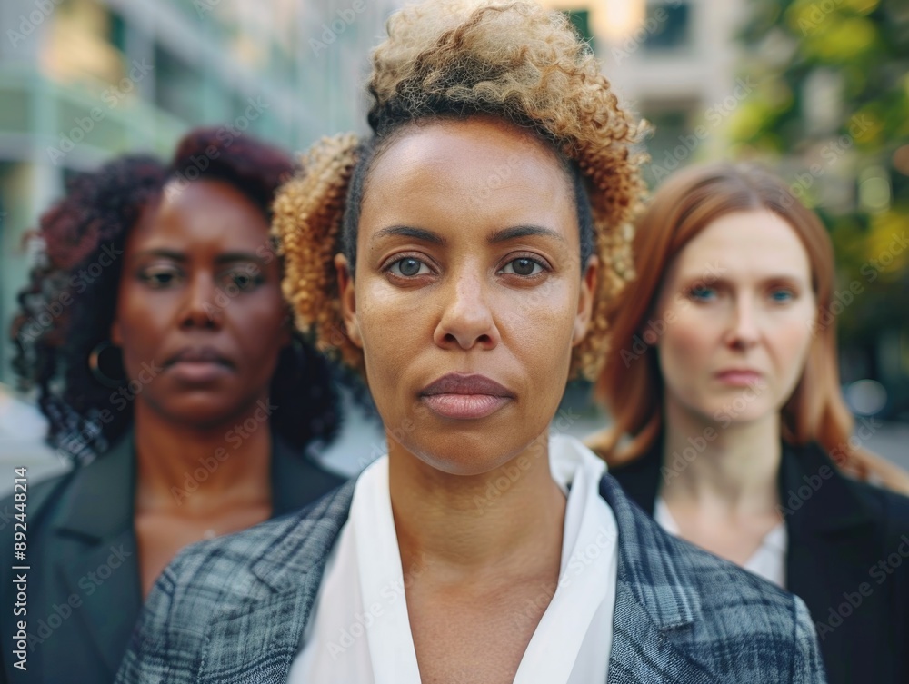 Fototapeta premium A group of women standing side by side in a casual atmosphere